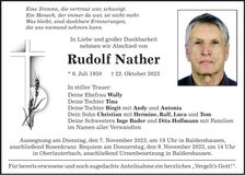 Traueranzeige Rudolf Nather