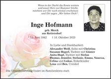 Traueranzeige Inge Hofmann