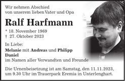 Traueranzeige Ralf Harfmann