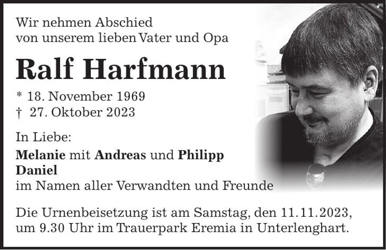 Traueranzeige Ralf Harfmann