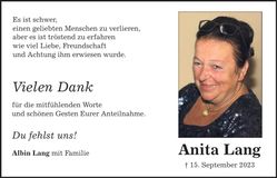 Traueranzeige Anita Lang