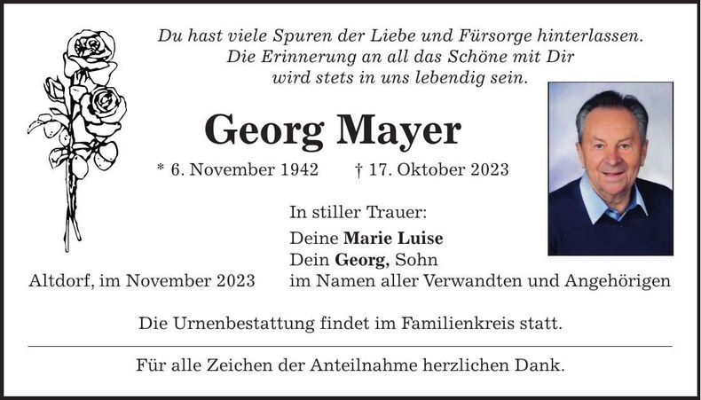 Traueranzeige Georg Mayer
