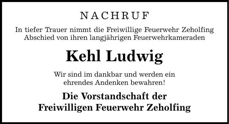 Traueranzeige Kehl Ludwig