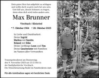 Traueranzeige Max Brunner