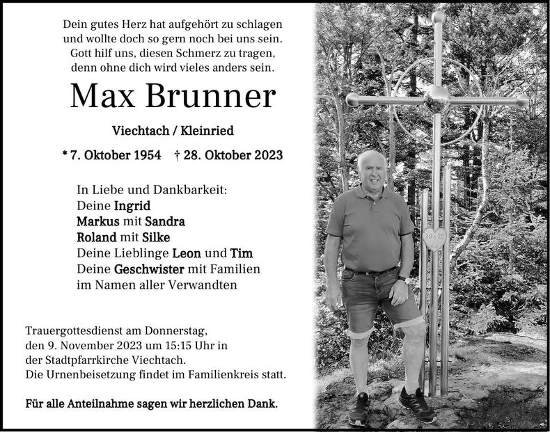 Traueranzeige Max Brunner