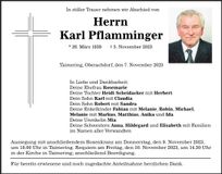 Traueranzeige Karl Pflamminger