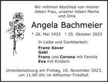 Traueranzeige Angela Bachmeier