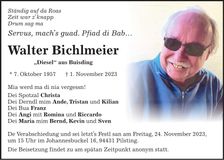 Traueranzeige Walter Bichlmeier