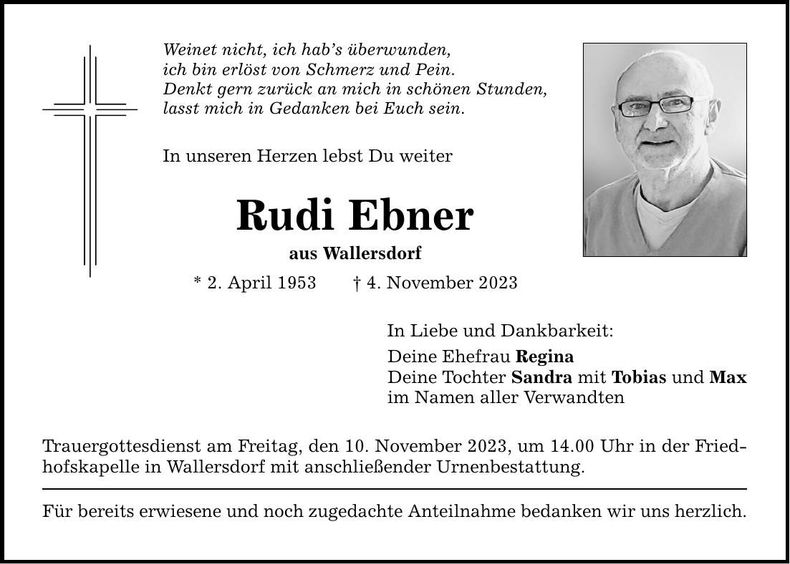 Traueranzeige Rudi Ebner