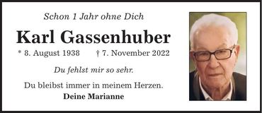 Traueranzeige Karl Gassenhuber