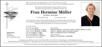 Traueranzeige Hermine Müller