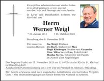 Traueranzeige Werner Weigl