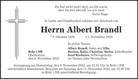 Traueranzeige Albert Brandl
