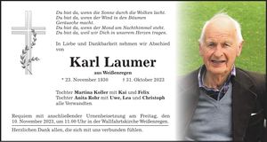 Traueranzeige Karl Laumer