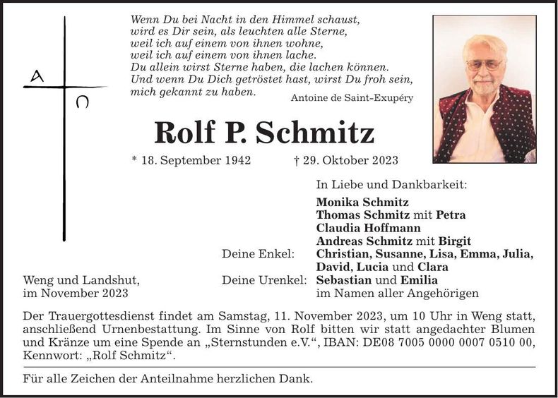 Traueranzeige Rolf P. Schmitz