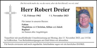 Traueranzeige Robert Dreier