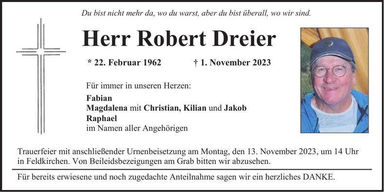 Traueranzeige Robert Dreier