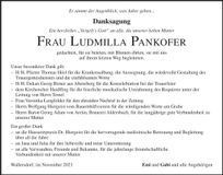 Traueranzeige Ludmilla Pankofer