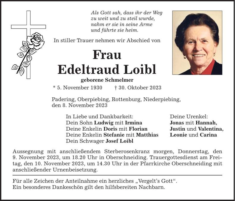 Traueranzeige Edeltraud Loibl
