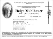 Traueranzeige Helga Mühlbauer