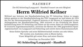 Traueranzeige Wilfried Kellner