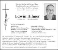Traueranzeige Edwin Hilmer