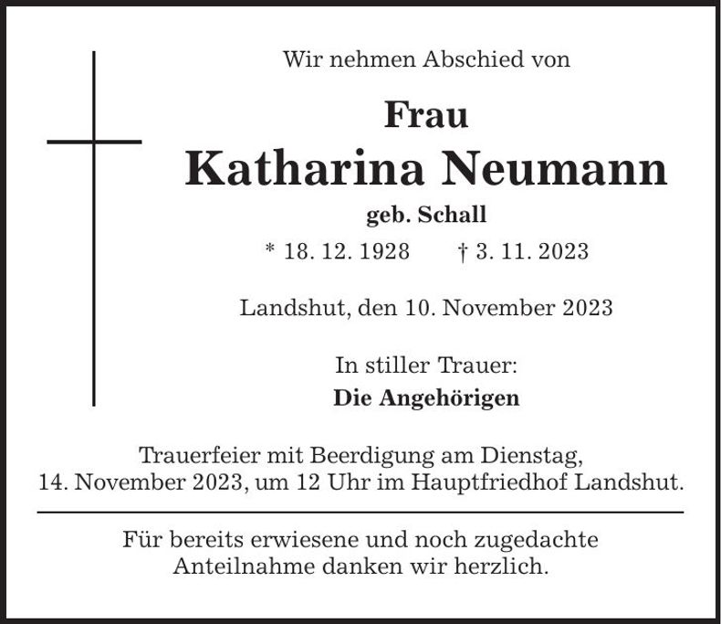 Traueranzeige Katharina Neumann