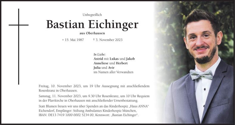 Traueranzeige Bastian Eichinger