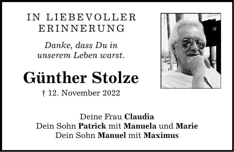 Traueranzeige Günther Stolze