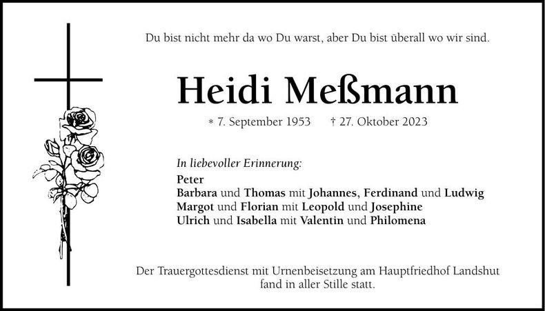 Traueranzeige Heidi Meßmann