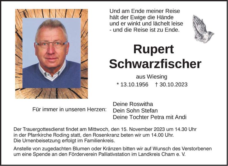 Traueranzeige Rupert Schwarzfischer