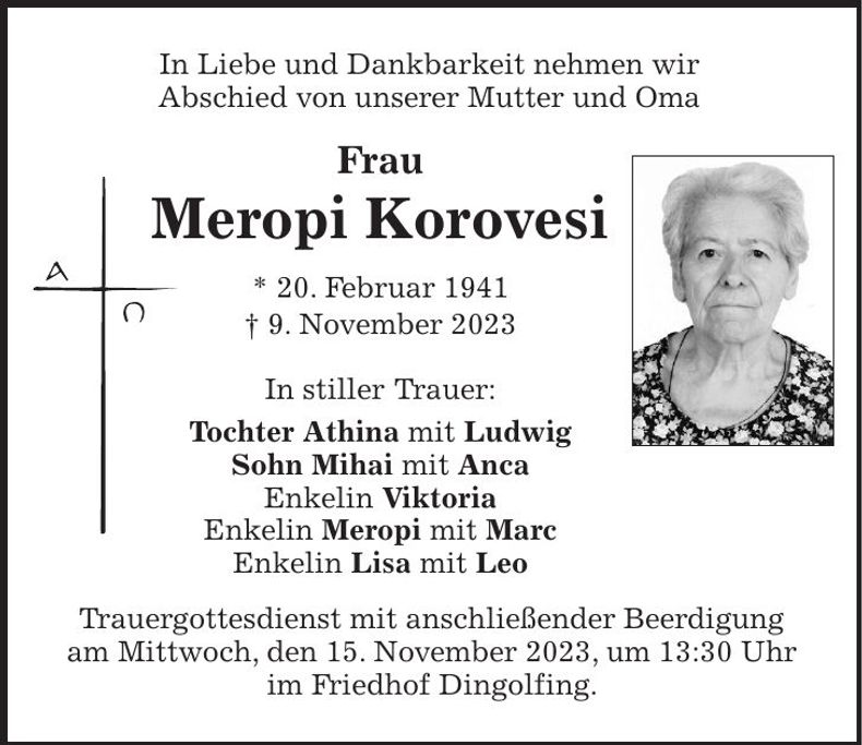 Traueranzeige Meropi Korovesi