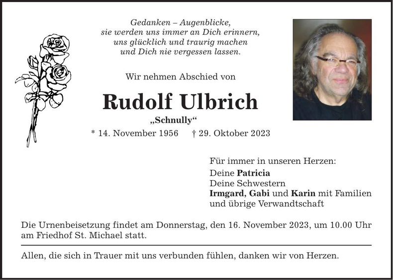 Traueranzeige Rudolf Ulbrich