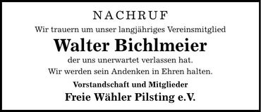 Traueranzeige Walter Bichlmeier