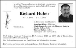 Traueranzeige Richard Huber