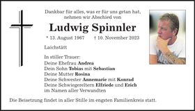 Traueranzeige Ludwig Spinnler