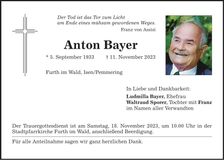 Traueranzeige Anton Bayer