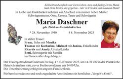 Traueranzeige Maria Daschner