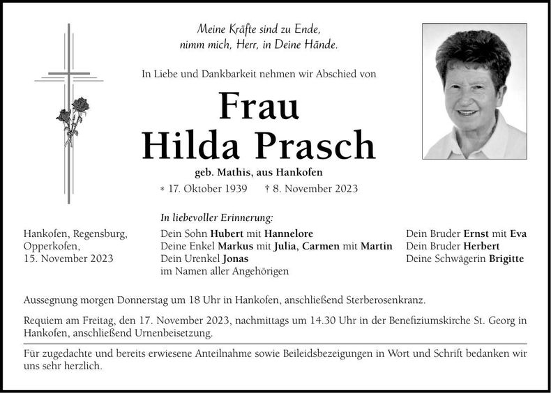 Traueranzeige Prasch Hilda