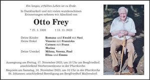 Traueranzeige Otto Frey