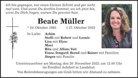 Traueranzeige Beate Müller