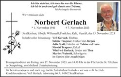 Traueranzeige Norbert Gerlach