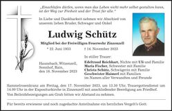 Traueranzeige Ludwig Schütz