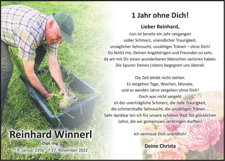 Traueranzeige Reinhard Winnerl