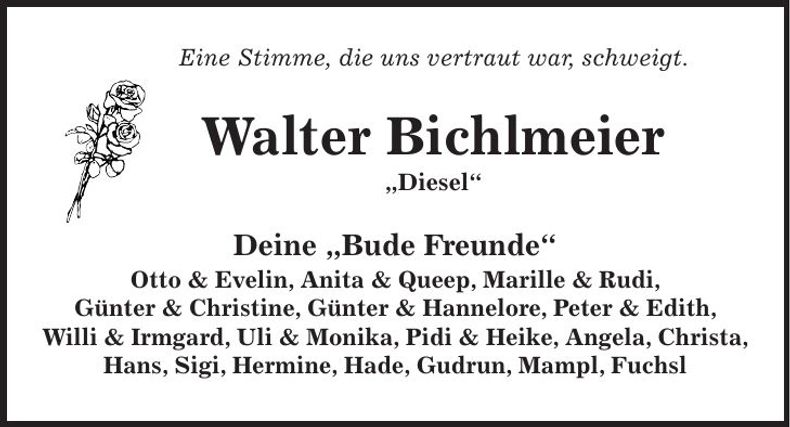Traueranzeige Walter Bichlmeier