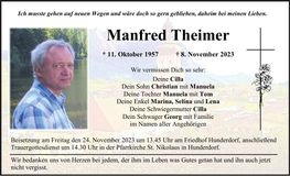 Traueranzeige Manfred Theimer
