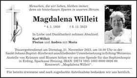 Traueranzeige Magdalena Willeit