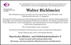 Traueranzeige Walter Bichlmeier
