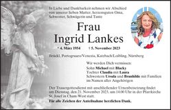 Traueranzeige Ingrid Lankes