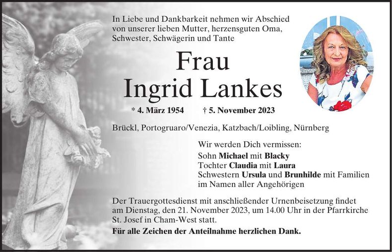 Traueranzeige Ingrid Lankes